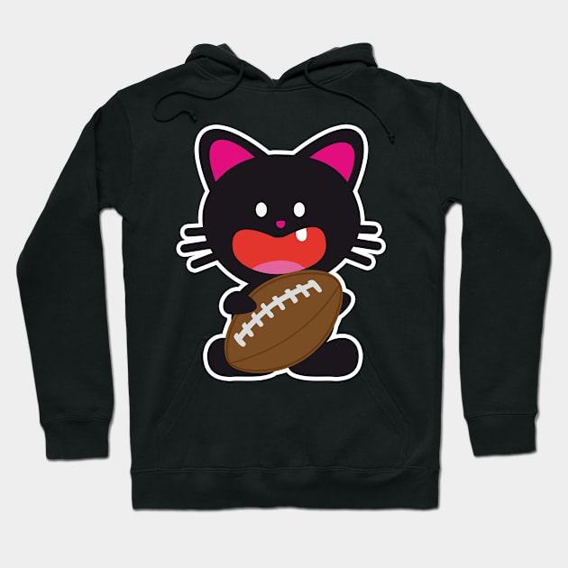 One Tooth Black Cat American Football Hoodie by HappyGiftArt